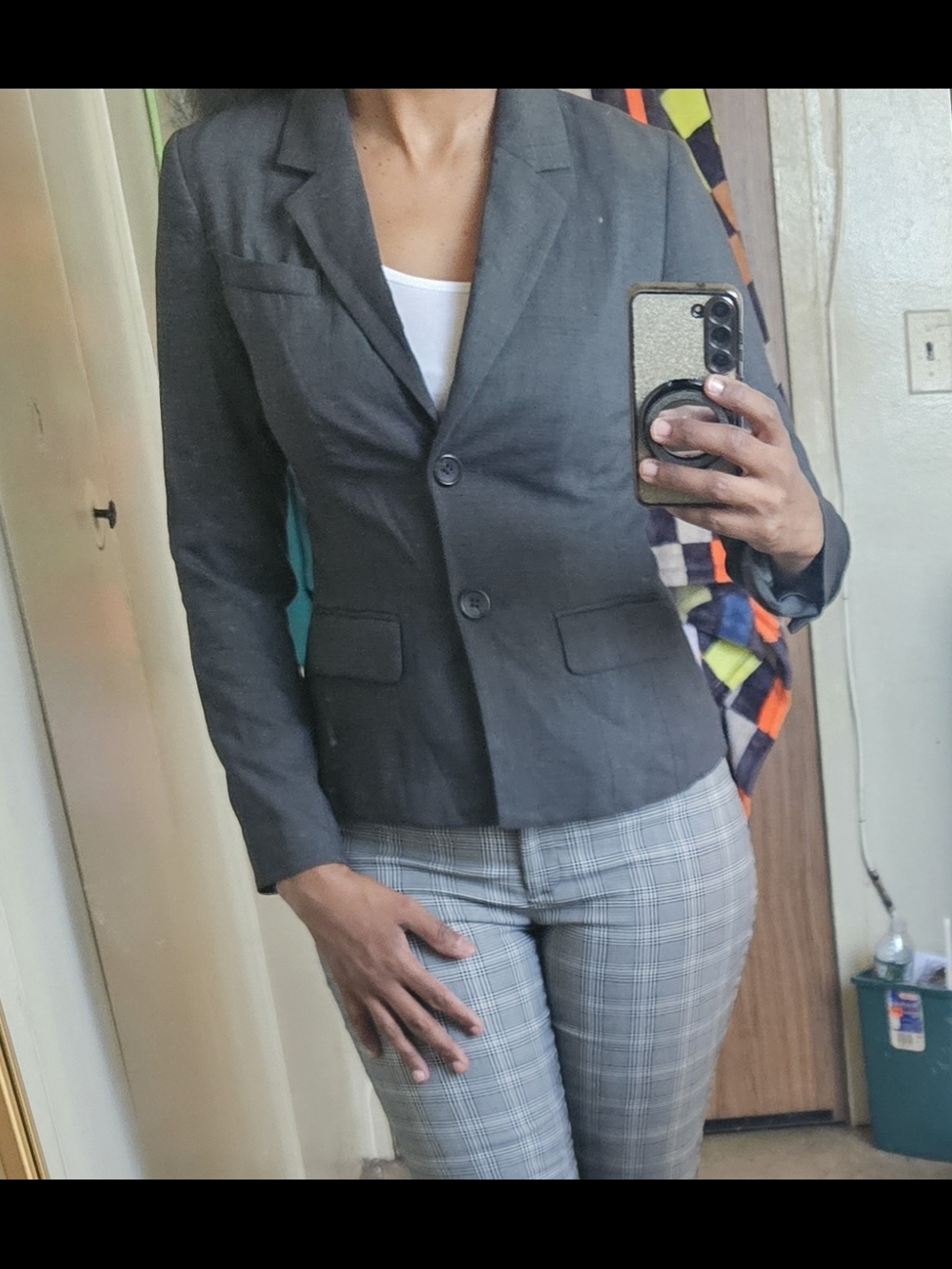 Banana Republic Charcoal Gray Tailored Two-Button Blazer